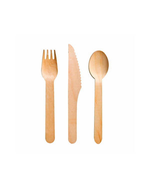 
            
                Load image into Gallery viewer, Wooden Cutlery Set Fork, Knife and Spoon
            
        