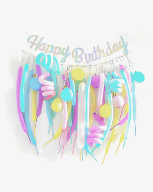 
            
                Load image into Gallery viewer, Pastel Happy Birthday Bunting &amp;amp; Balloon Set - A Little Whimsy
            
        