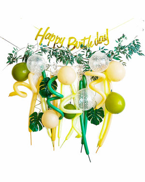 Leafy Happy Birthday Bunting & Balloon Set - A Little Whimsy