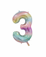 Number 3 Pastel Rainbow Foil Balloon (86cm) - A Little Whimsy
