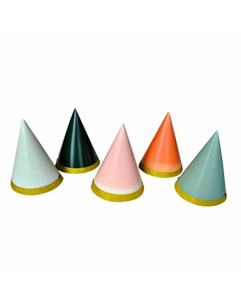 Multi Coloured Mini Party Hat with Gold Glitter Edge - A Little Whimsy