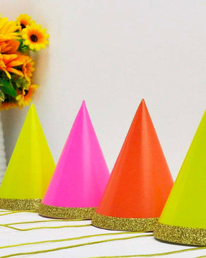 Colourful Mini Party Hat with Gold Glitter Edge - A Little Whimsy