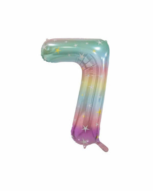 Number 7 Pastel Rainbow Foil Balloon (86cm) - A Little Whimsy