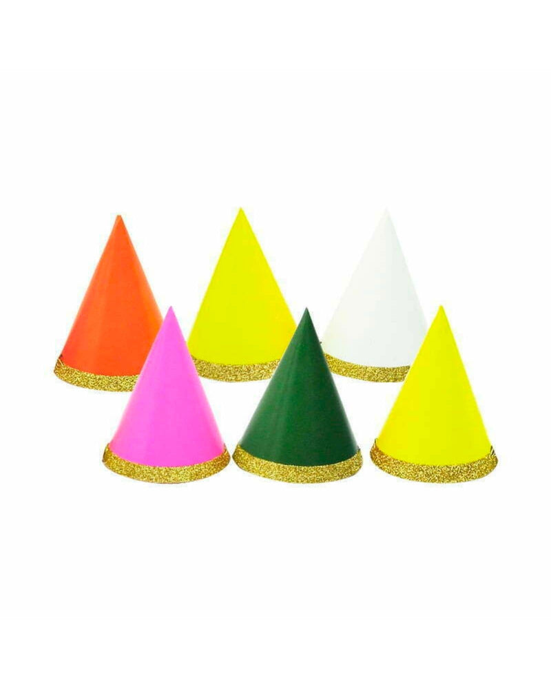 Colourful Mini Party Hat with Gold Glitter Edge - A Little Whimsy