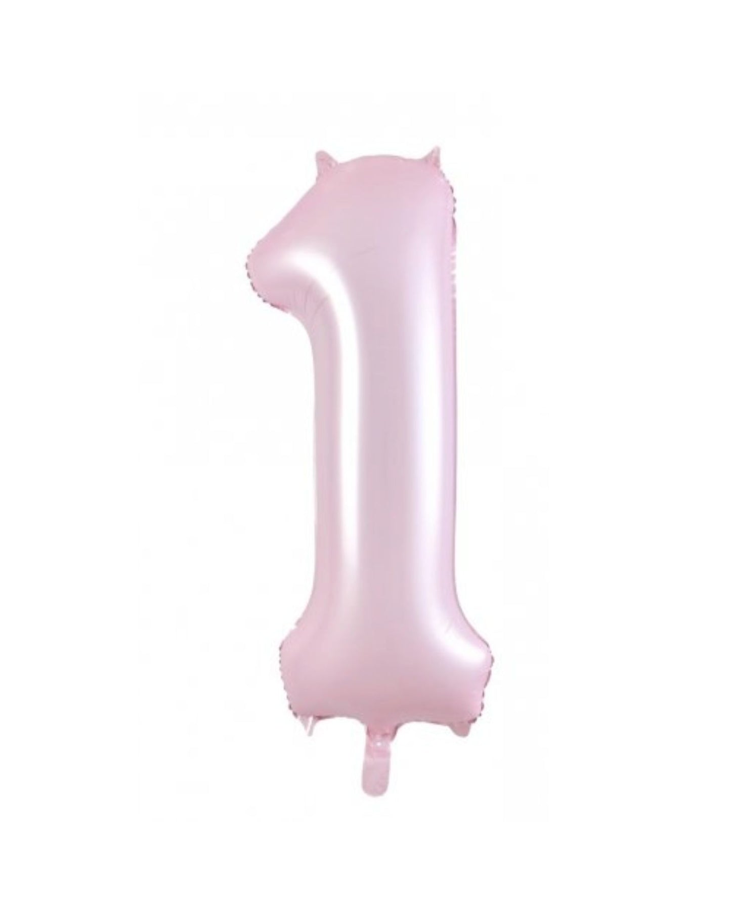 A shiny pink number one with small ears, perfect for celebrations or themed events.