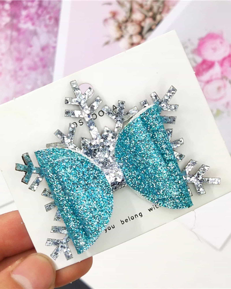 Blue with Silver Snowflake Hair Clip