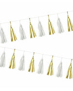 White & Gold Hanging Tassel Garland - A Little Whimsy