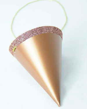 Rose Gold with Glitter Edge Mini Party Hat - A Little Whimsy