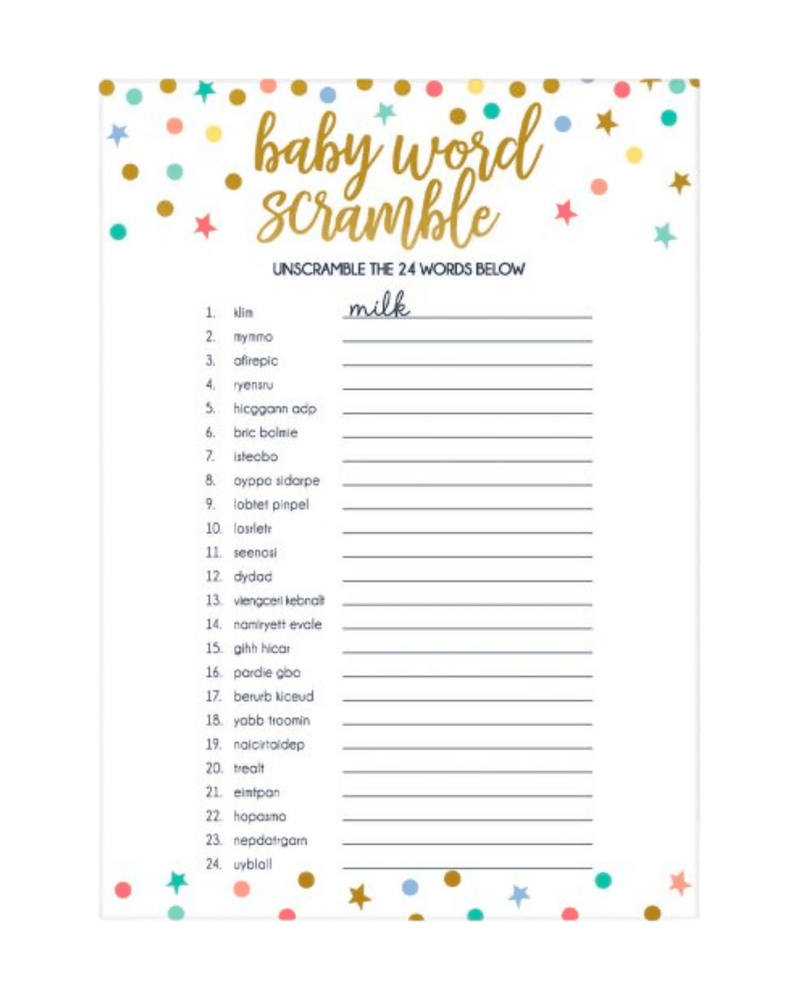 2 in 1 Baby Shower Word Games - A Little Whimsy
