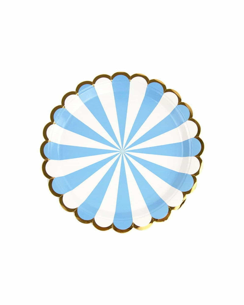Blue Candy Stripe Paper Plates - A Little Whimsy