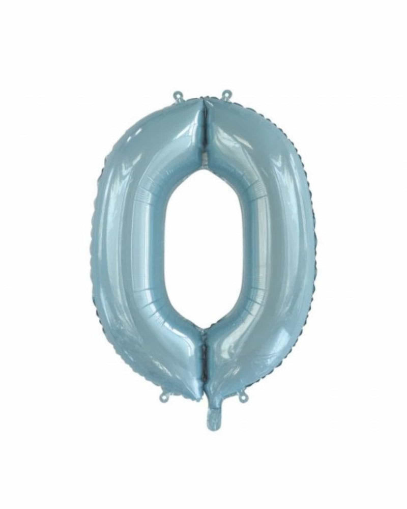 Number 0 Light Blue Foil Balloon (86cm) - A Little Whimsy