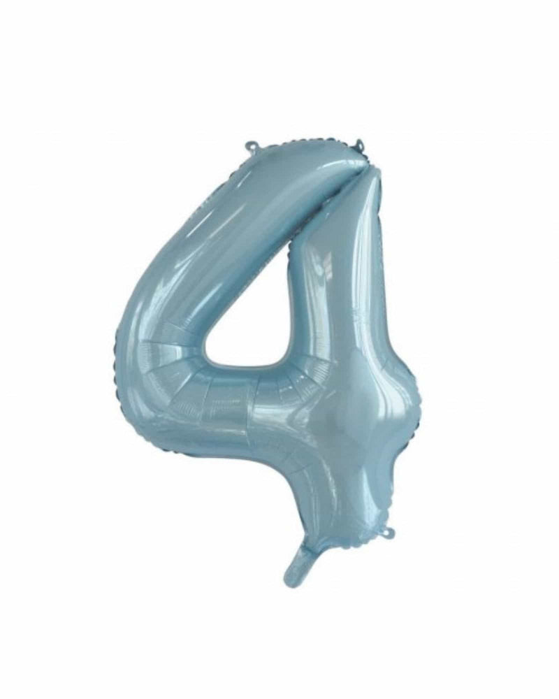 Number 4 Light Blue Foil Balloon (86cm) - A Little Whimsy