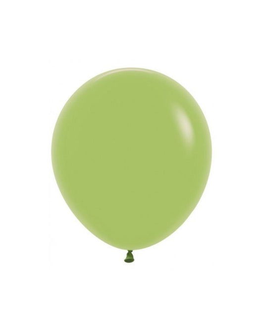 Glossy green balloon with a rounded shape, resting against a plain white background.