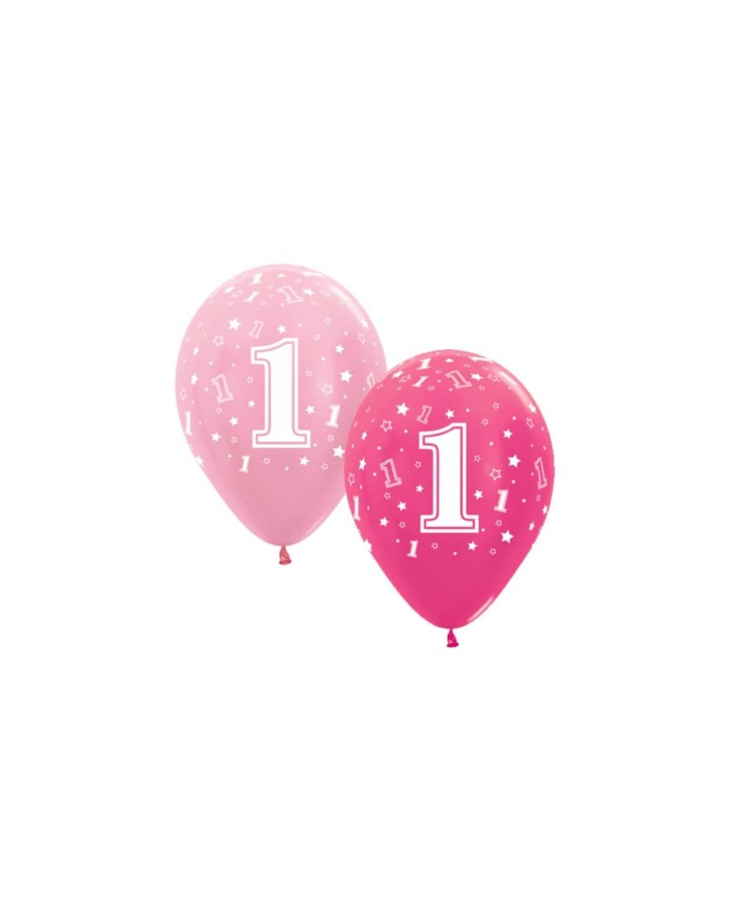 Two pink balloons featuring the number "1" and star motifs, perfect for a celebration.