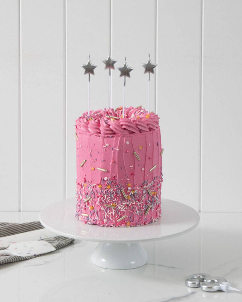 Silver Star Cake Candle Picks - A Little Whimsy