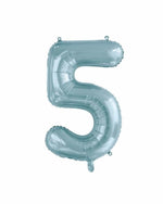 Number 5 Light Blue Foil Balloon (86cm) - A Little Whimsy