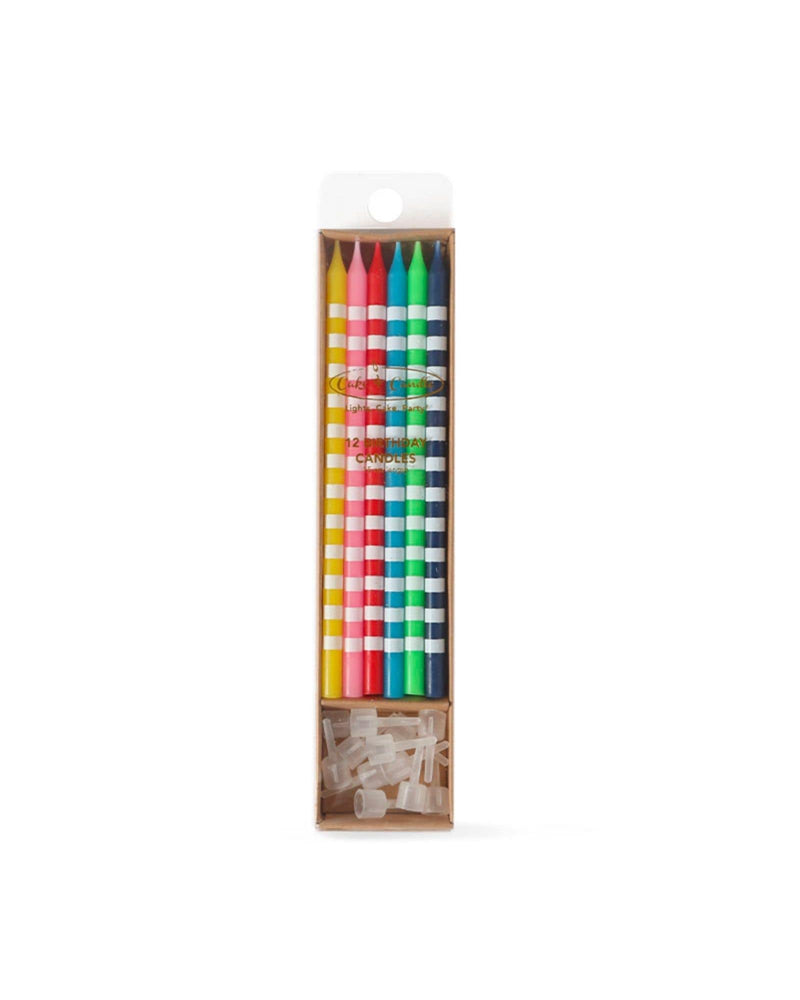 Tall Cake Candles Bright Striped - A Little Whimsy