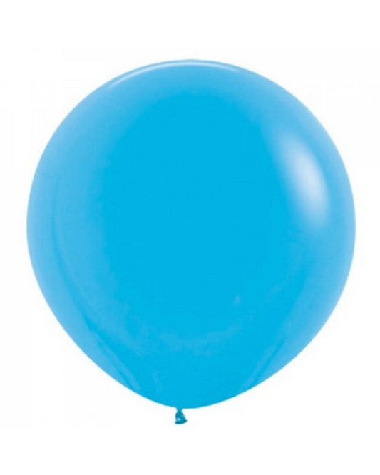 Bright blue spherical shape with a smooth, glossy surface, suspended in a light background.