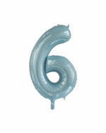 Number 6 Light Blue Foil Balloon (86cm) - A Little Whimsy