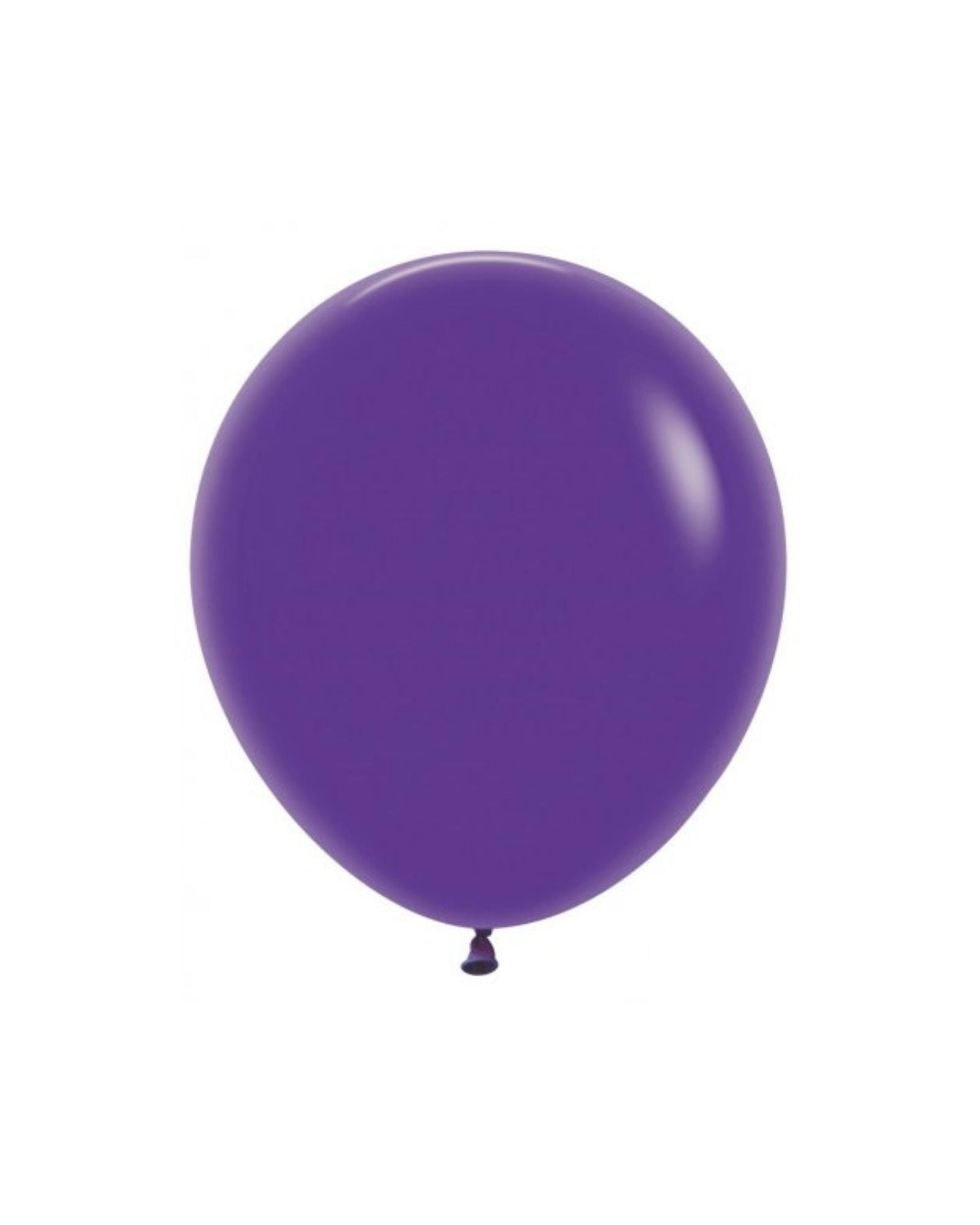 A vibrant purple balloon with a glossy surface, floating against a white background.