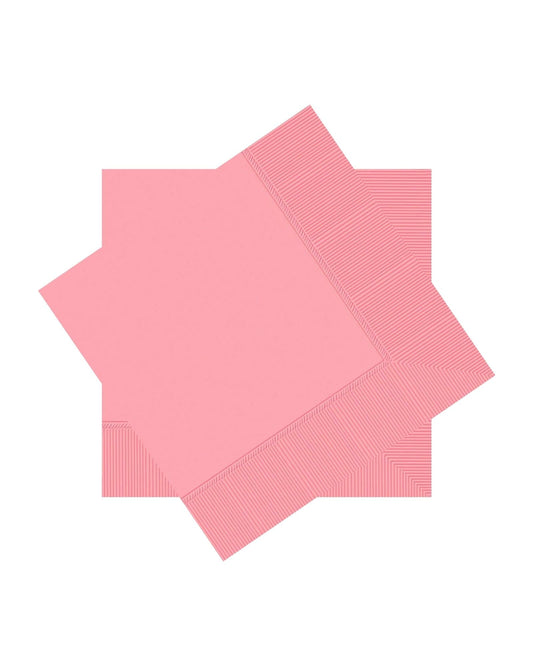 Layers of pink paper with diagonal stripes create a textured, modern composition against a white background.