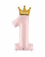 Number 1 Pastel Pink Princess Foil Balloon (117cm) - A Little Whimsy