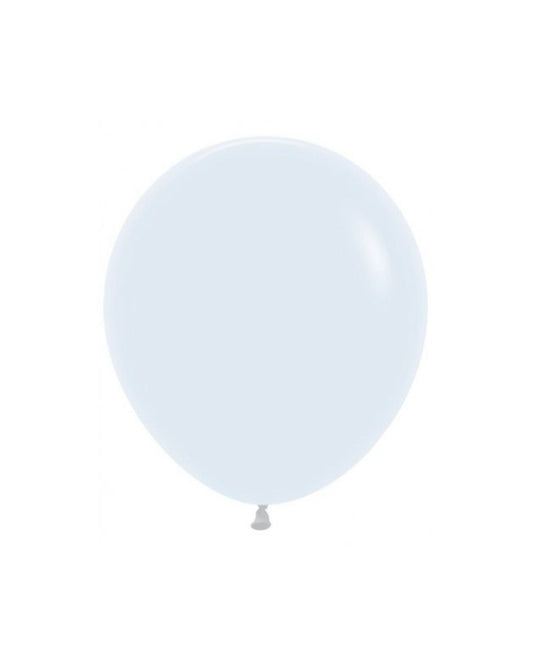 Light blue balloon with a smooth surface, featuring a small knot at the bottom, set against a plain white background.