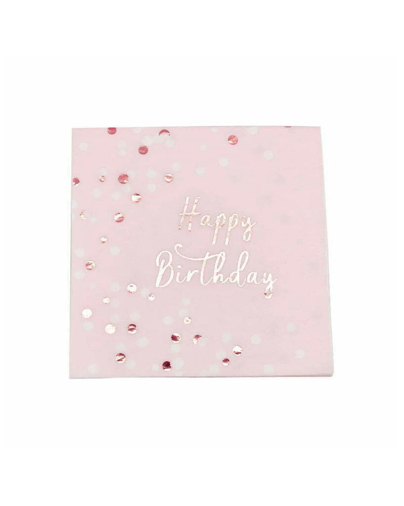 Happy Birthday Rose Gold Spotted Lunch Napkins - A Little Whimsy