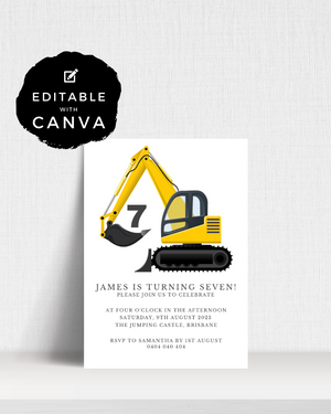 
            
                Load image into Gallery viewer, Digger Construction Party Invite Ages 1-10 | Digital Download ALW09
            
        