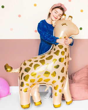 Giraffe with Gold Detail Shaped Foil Balloon - A Little Whimsy