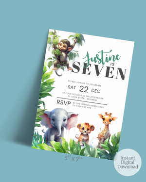 Jungle Party Invite Ages 1-10 | Digital Download ALW05