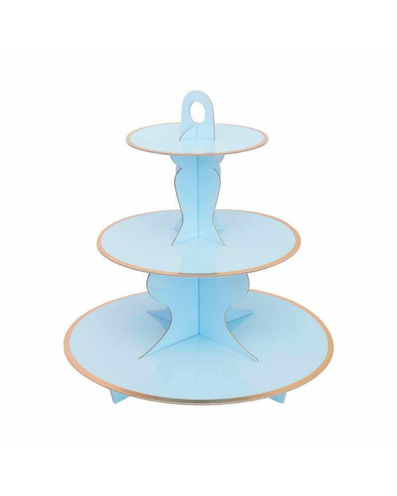 Blue with Gold Trim 3 Tier Cake Stand - A Little Whimsy
