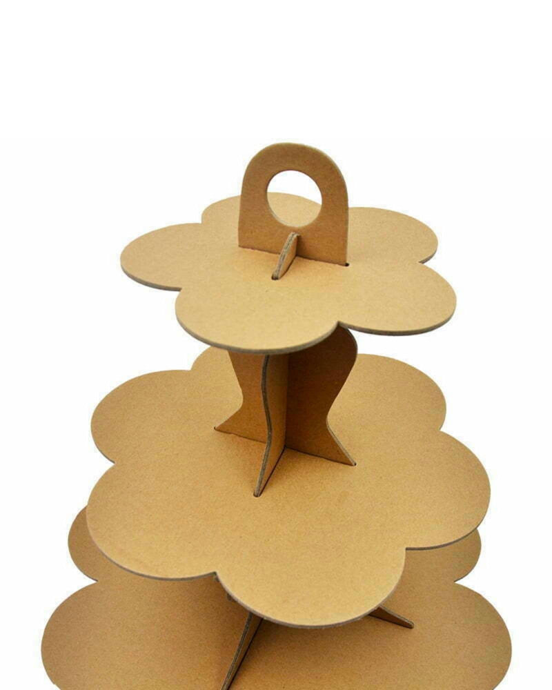 Close up 3 Tier Kraft Brown Cake Stand - A Little Whimsy