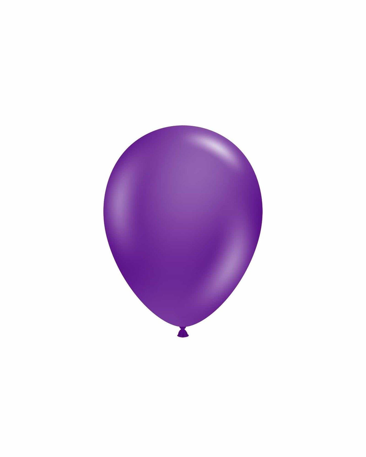 A glossy purple balloon with a rounded shape, set against a clean white background.