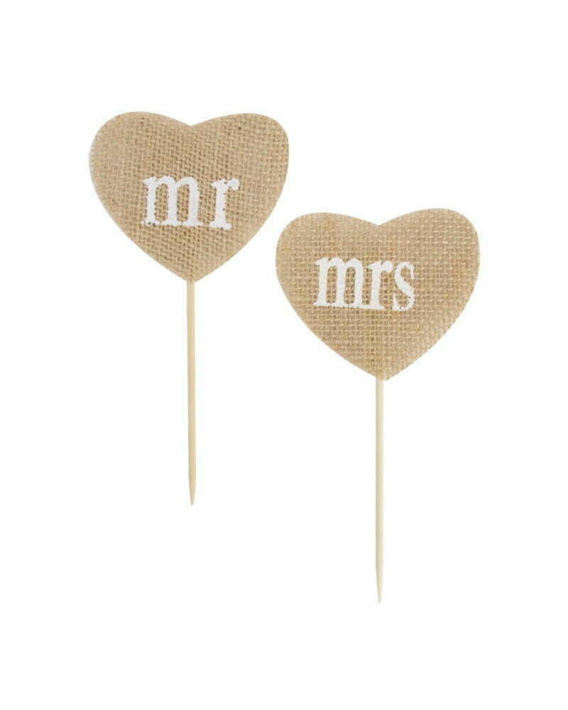 Mr & Mrs Heart Shaped Cake Picks