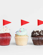 Glitter Red Flag Cupcake Picks - A Little Whimsy