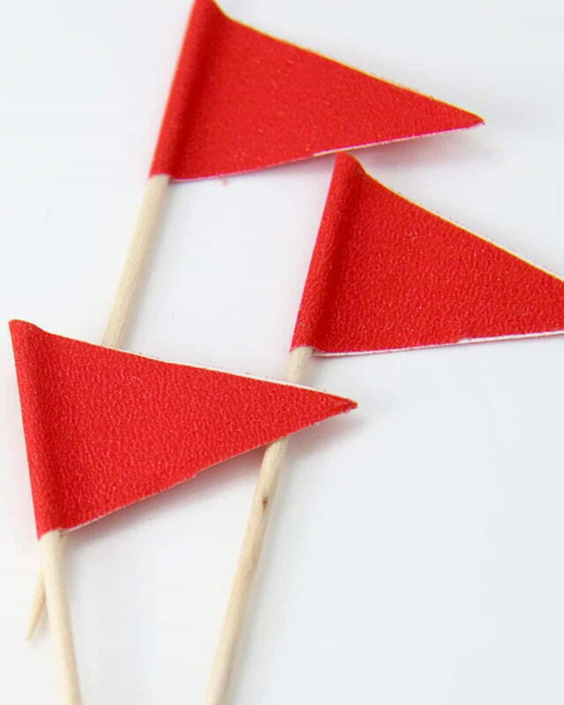 
            
                Load image into Gallery viewer, Glitter Red Flag Cupcake Picks - A Little Whimsy
            
        
