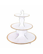 White with Gold Trim 3 Tier Cake Stand - A Little Whimsy