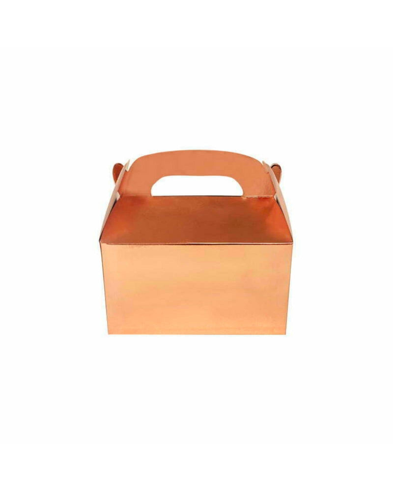 Metallic Rose Gold Treat Boxes with Handle