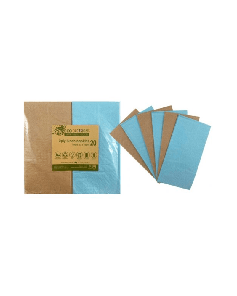 
            
                Load image into Gallery viewer, Light Blue &amp;amp; Kraft Lunch Napkins - A Little Whimsy
            
        