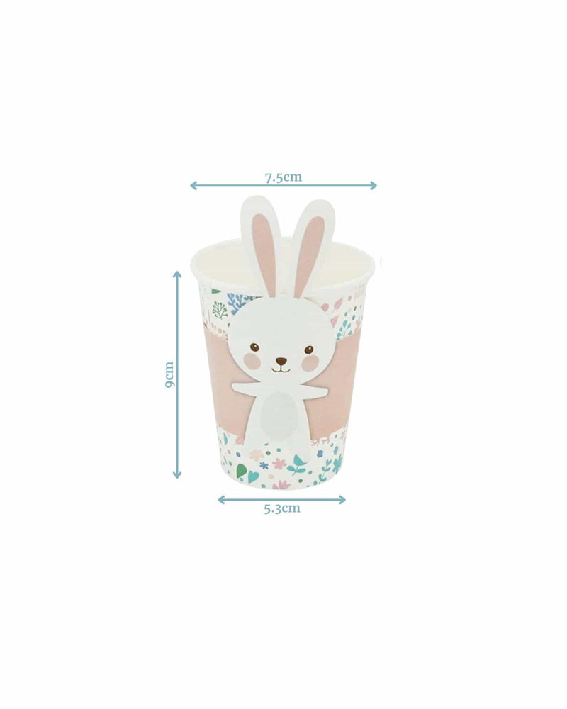 Bunny Rabbit Floral Paper Cups