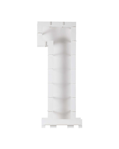 A large, white number one with a textured surface, featuring a hollow center and a flat base for stability.