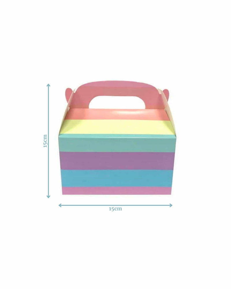 
            
                Load image into Gallery viewer, Pastel Rainbow Stripe Treat Boxes with Handle
            
        