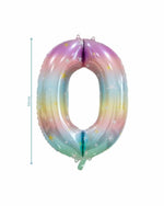 Number 0 Pastel Rainbow Foil Balloon (86cm)