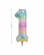 Number 1 Pastel Rainbow Foil Balloon (86cm)