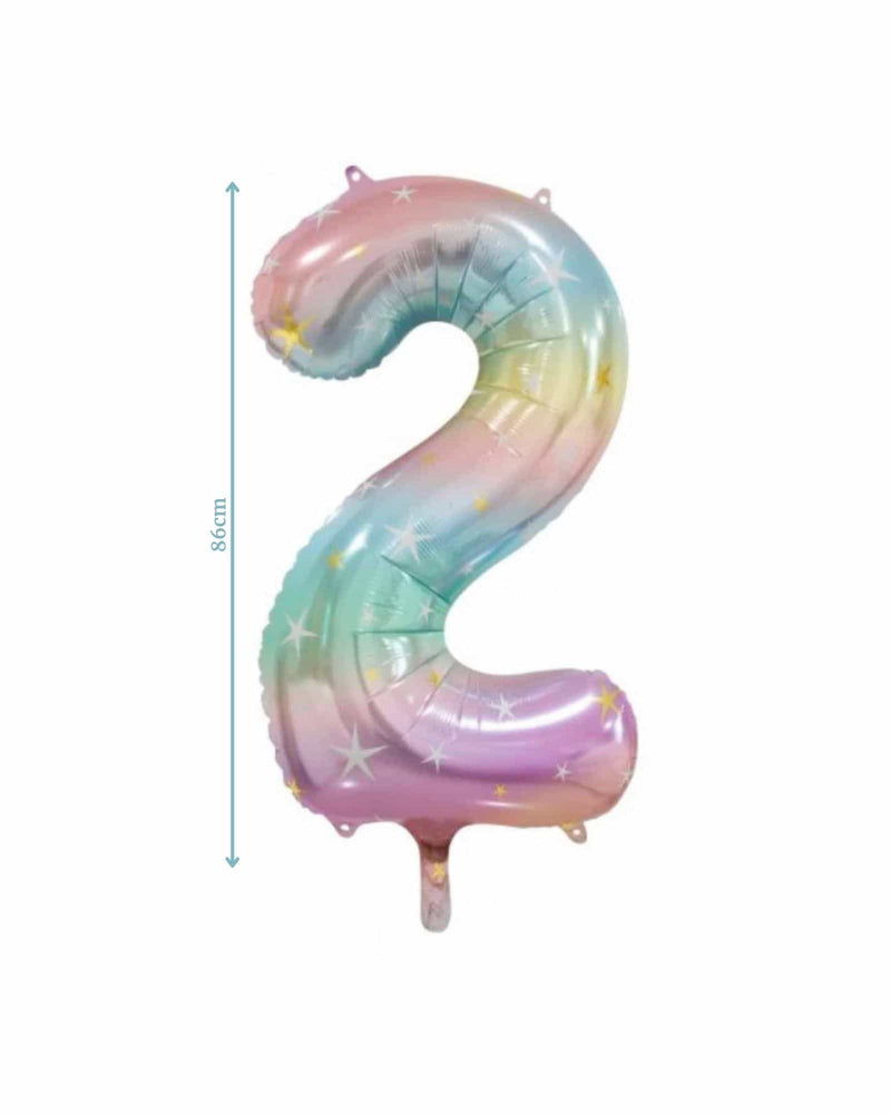Number 2 Pastel Rainbow Foil Balloon (86cm)
