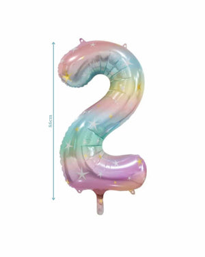 
            
                Load image into Gallery viewer, Number 2 Pastel Rainbow Foil Balloon (86cm)
            
        