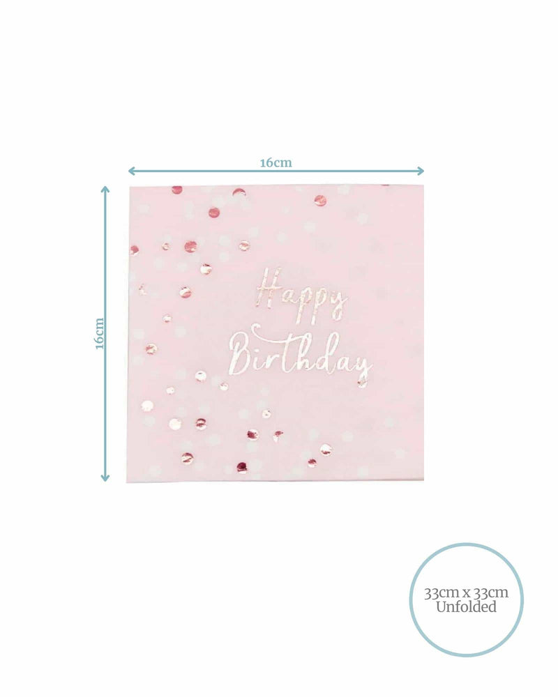 
            
                Load image into Gallery viewer, Happy Birthday Rose Gold Spotted Lunch Napkins
            
        