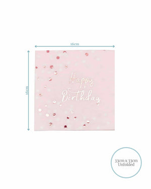 Happy Birthday Rose Gold Spotted Lunch Napkins