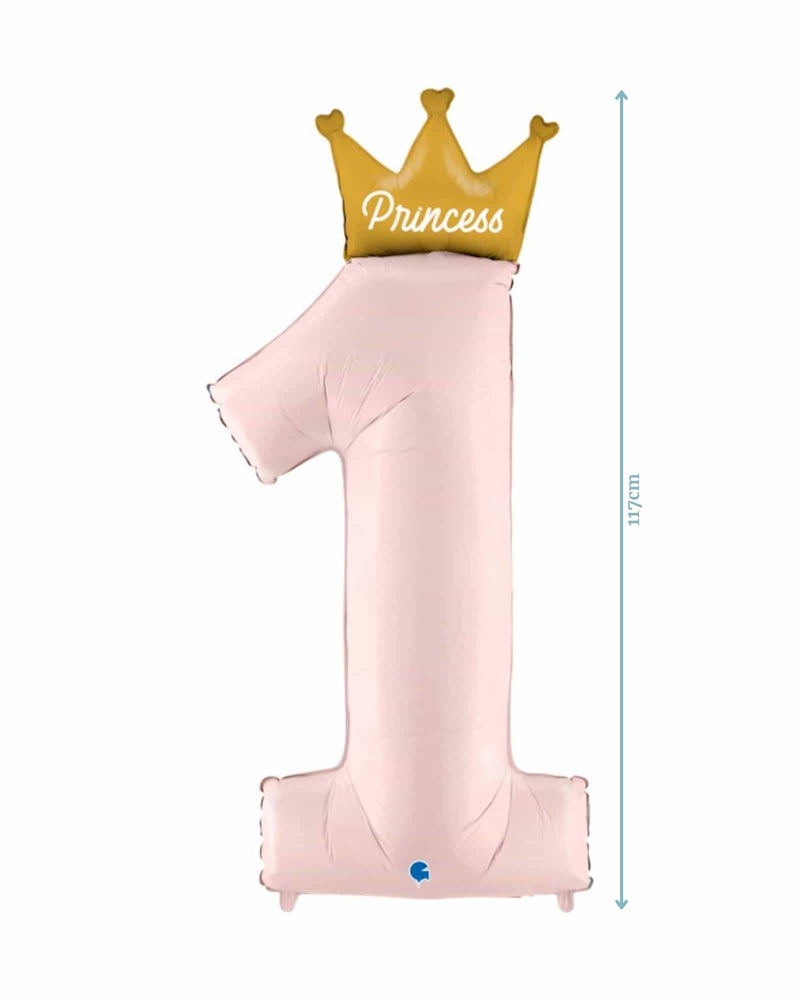 
            
                Load image into Gallery viewer, Number 1 Pastel Pink Princess Foil Balloon (117cm)
            
        